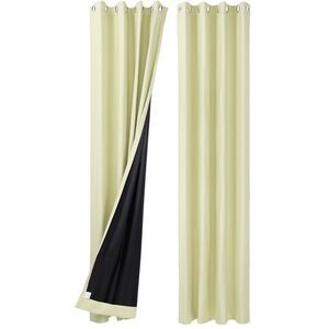2 Panels 100% Blackout Curtains Gommet Top 52"Wx108"L Beige